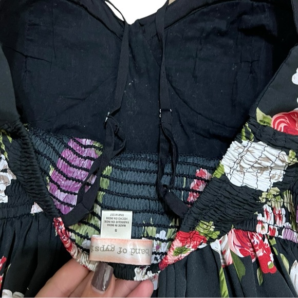 Band of Gypsies Floral Bustier Corset Spaghetti Strap Sundress Roses Black Small - Picture 4 of 11